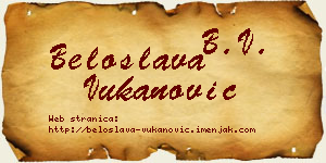 Beloslava Vukanović vizit kartica